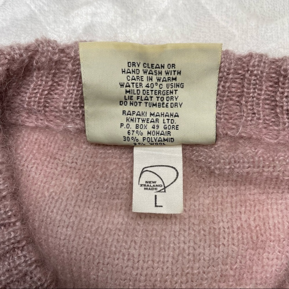 Vintage 80s Aspiring New Zealand Mohair Pullover Argyle Sweater Rapaki Mahana L - Picture 13 of 14